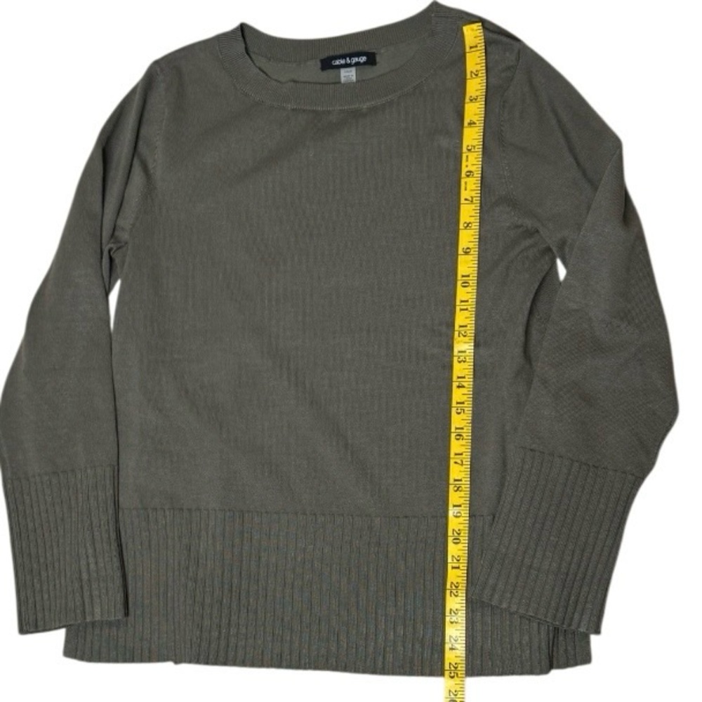 Cable & Gauge Olive Green Tunic Sweater Ribbed Trim Long Sleeve Pullover Size‎ L - Picture 8 of 8